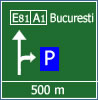 Presemnalizare pe autostrada pentru parcare