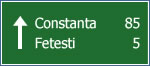 Confirmarea directiei de mers pe autostrada spre localitati mai importante si distantele pana la acestea