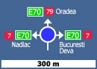 Presemnalizarea directiilor intr-o intersectie cu sens giratoriu